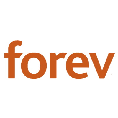 Forev logo in orange writing on a white background