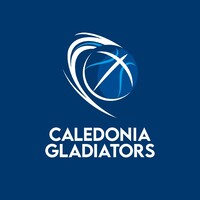 Caledonia Gladiators logo in white writing on navy blue background