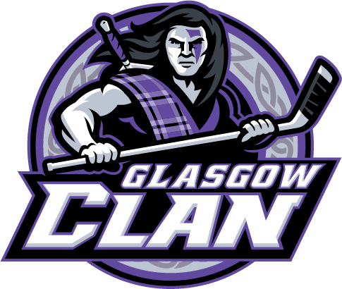 Glasgow Clan logo in purple, black and white