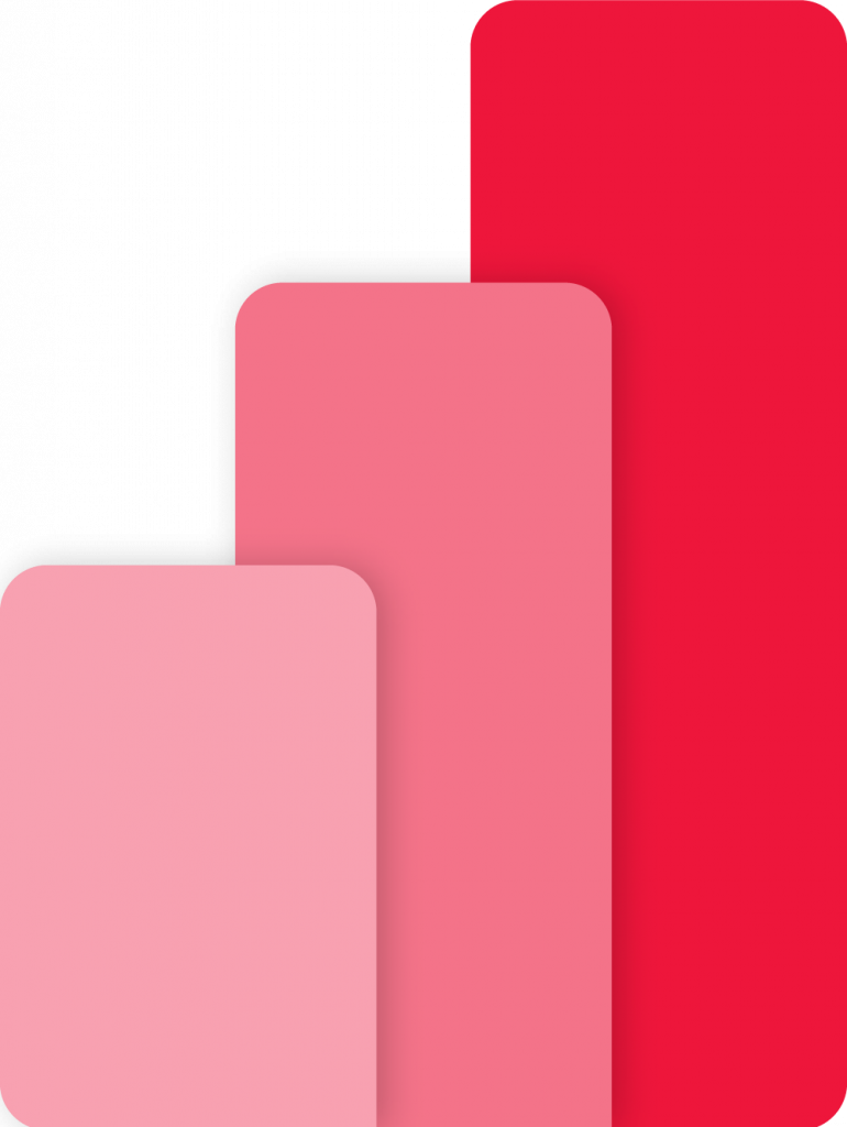 Power BI logo in Proximo 3 colours - red and pink