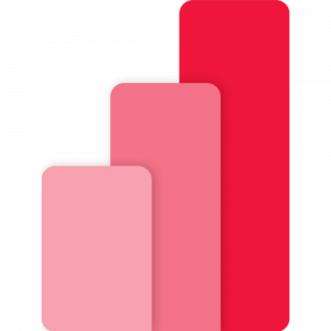 Power BI logo in Proximo 3 colours - red and pink